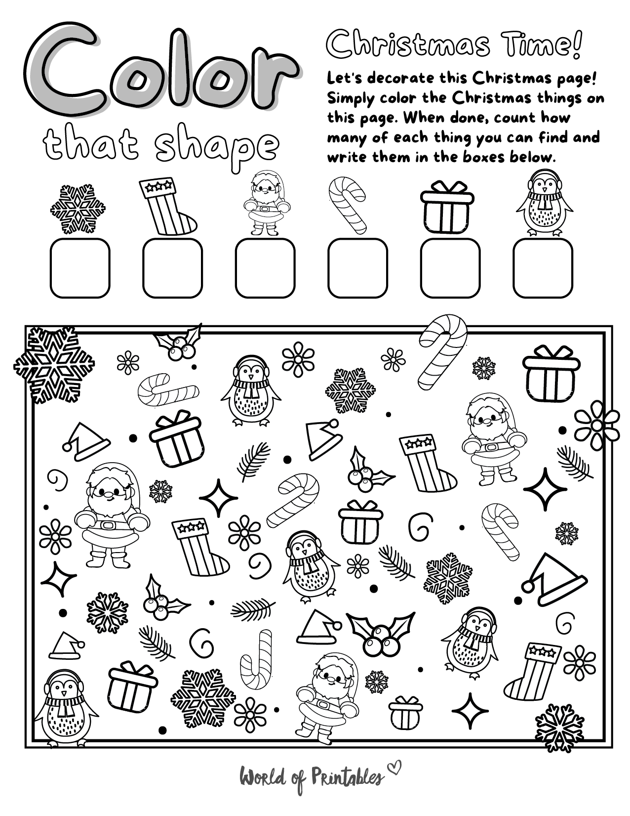 free printable i spy christmas coloring page game - world of